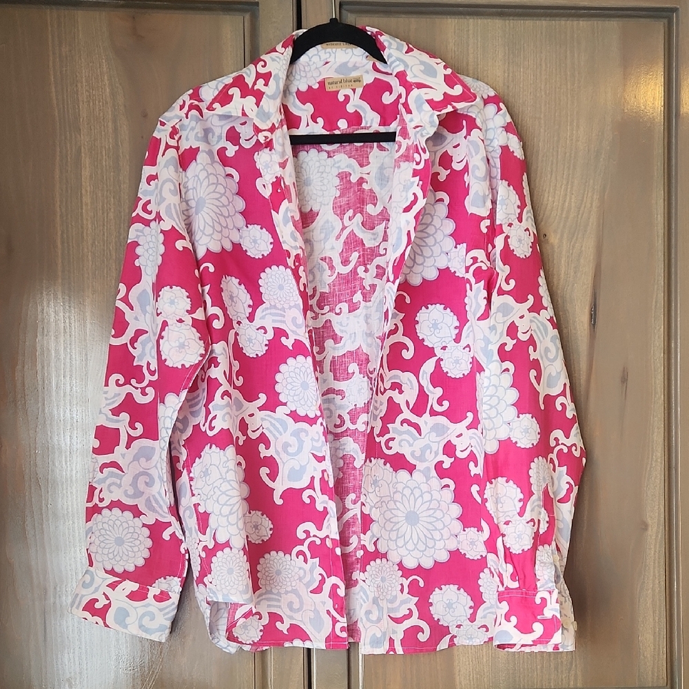 Pink and White Floral Mens Shirt